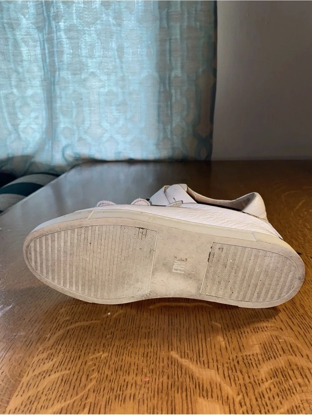 Frye White Leather Velcro Strap Sneakers
